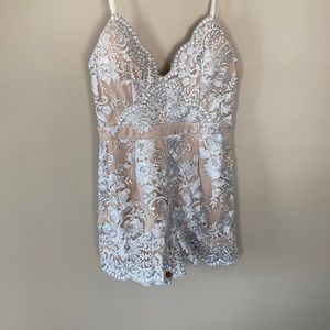 Xenia silver beige romper size US 8